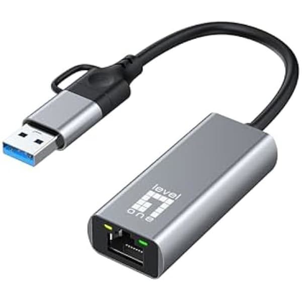 LevelOne USB-netværksadapter USB-0423 2,5 Gigabit Ethernet 2 i 1 USB-C/A