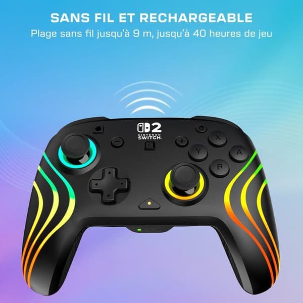 Spilcontroller - Nintendo Switch 2 - Afterglow Wave - RGB - Trådløs - Sort - Turtle Beach