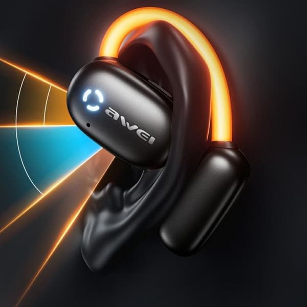 Bluetooth headset 5.4 AWEI TZ13 ANC med dockingstation Sort