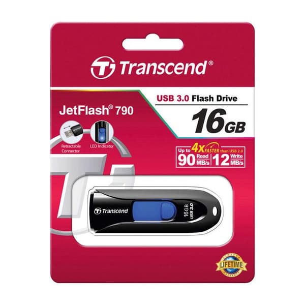 TRANSCEND JETFLASH 790 USB nøgle - 16 GB - Sort