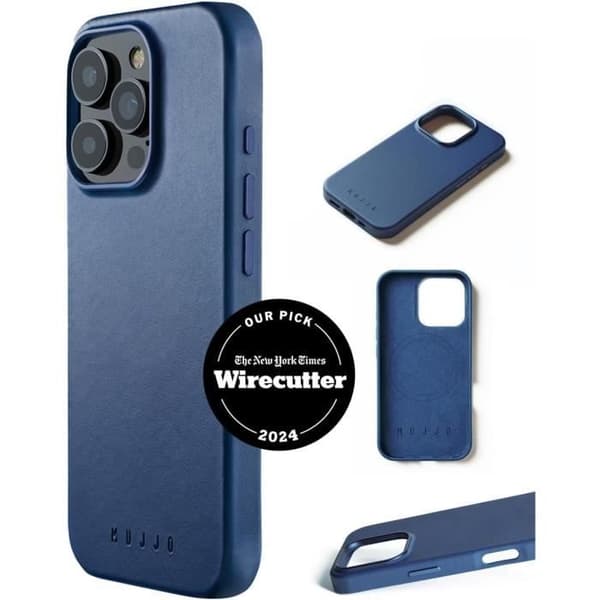 Läderfodral iPhone 16 Pro - Blå Mujjo