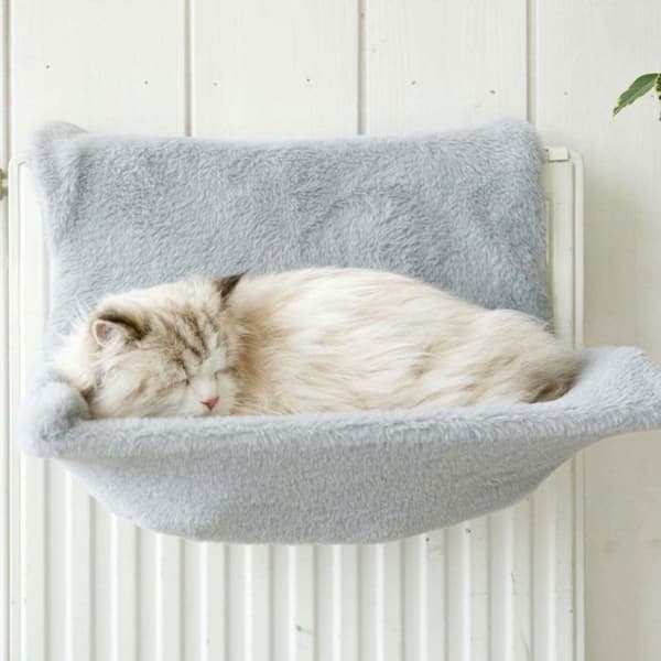 Rektangulær kattehynde - speciel til radiator - Grå - Polyester - Belastning 15 kg