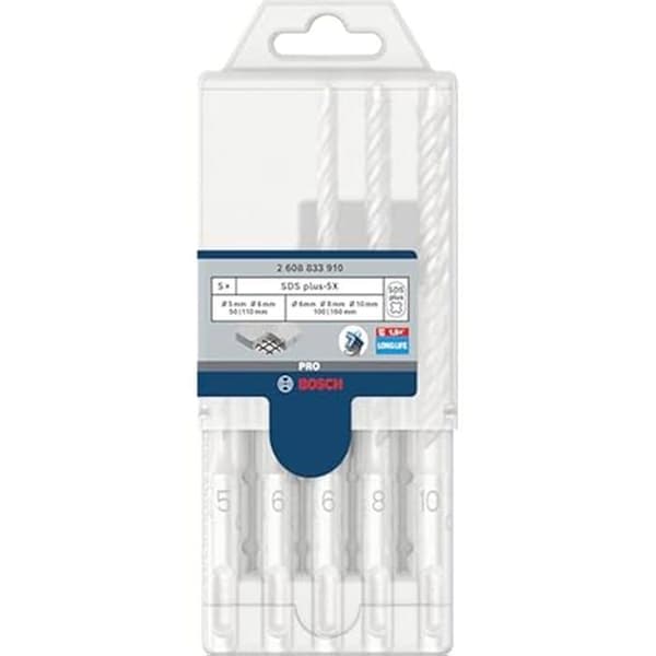 Bor sæt - BOSCH - SDS-plus 5X - 5 dele - Kvalitetsmateriale - Til beton