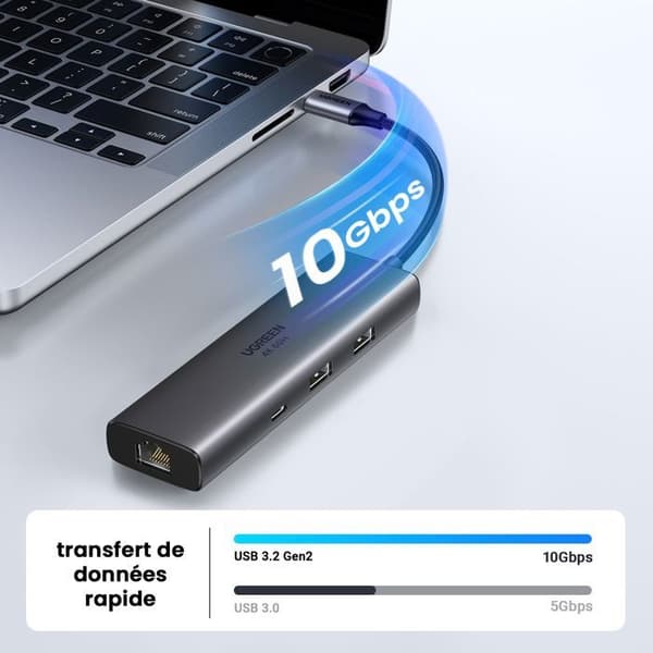 USB-C-hub 6 i 1 - UGREEN - Grå