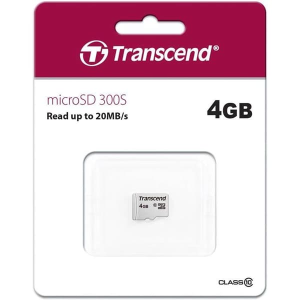 TRANSCEND 4GB Class10 microSD-kortti - Ilman sovitinta