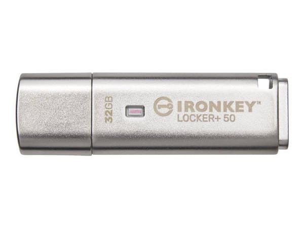 Pendrive - KINGSTON - IKLP50 - 32 GB - USB 3.2 Gen 1 - Databeskyttelse - Sort Sølv