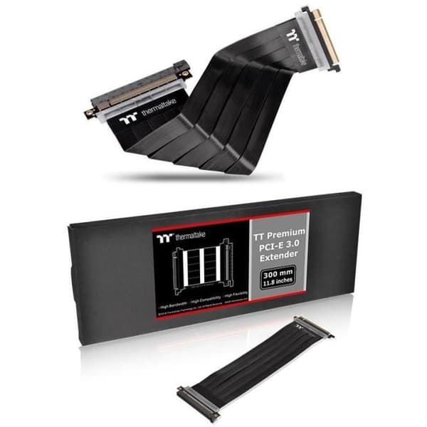 THERMALTAKE PCI-E 3,0 Riser Kabel Extender 16X/ 300mm /8Gbps - Intern PC-forbindelse
