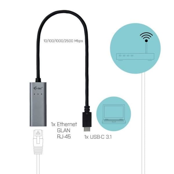 i-Tec C31METAL25LAN USB-Ethernet-sovitin - - - i-Tec