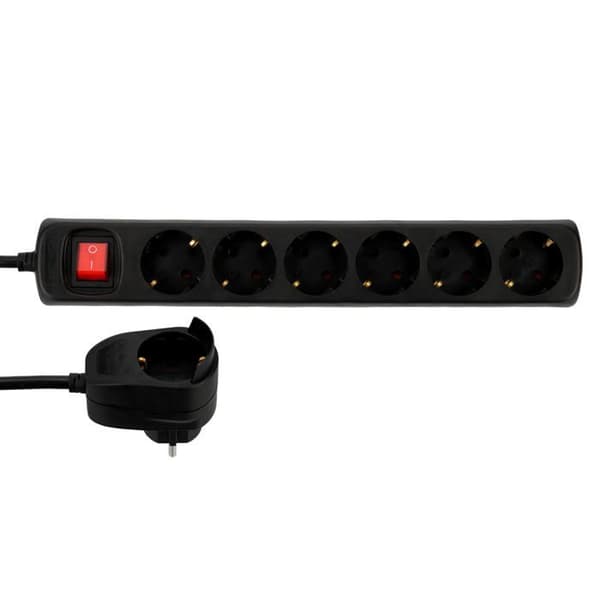 Forlængerledning - Powersplit - 0012692514 - 7 stik - 2m - Sort