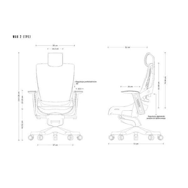 Wau 2 TPE-12 kontorstol i elastomer mango/sort