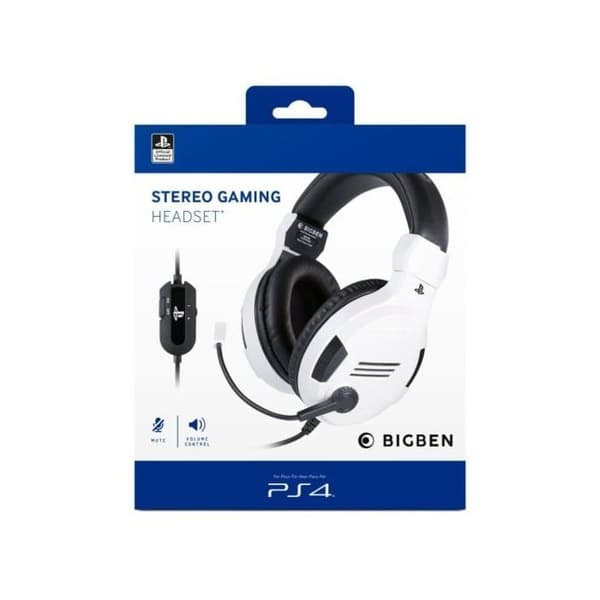 PS4 headset - BIGBEN - V3 White - Wired - Over-ear - Adjustable microphone