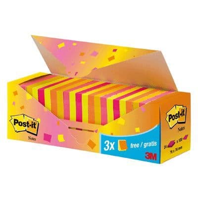 Post-it 76x76mm assorterede farver - x24