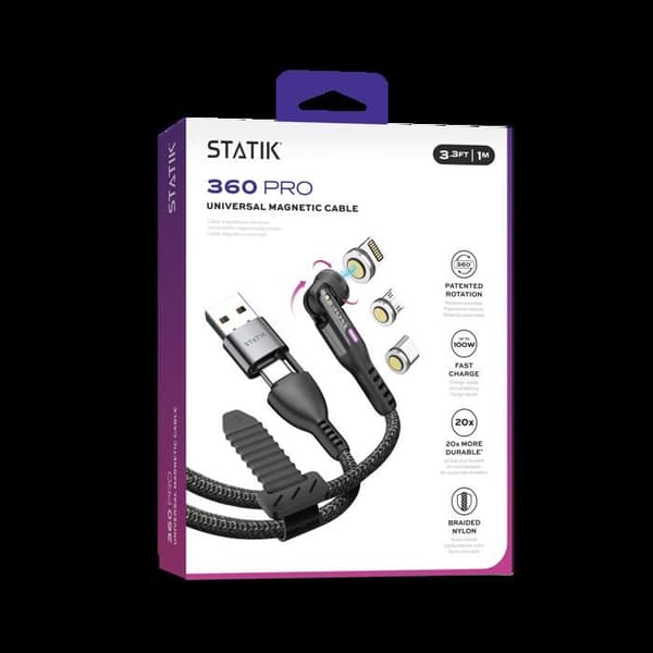 Telefonkabel Multi-ends - STATIK - Statik 360 Pro Kabel 2.0 - 100 W - 480 Mo/s - Sort