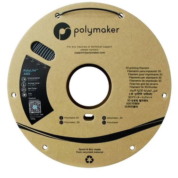 Filament 3D - POLYMAKER - PolyLite PE01028 - ABS - 1,75 mm - 1 kg - mørkegrå