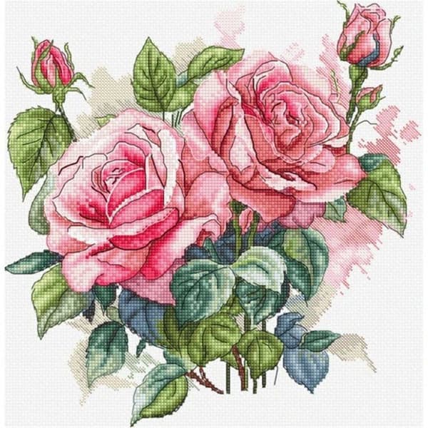 Letistitch broderikit Rosablomma