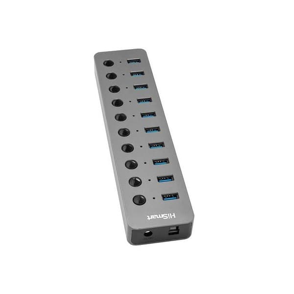 USB-hubi - HISMART - USB Type-A 3.0 - 10 x USB 3.0 - Harmaa