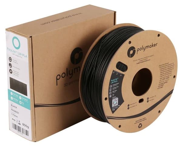 Filament 3D - POLYMAKER - PA08001 - PolyLite LW-PLA - 1,75 mm - 800 g - Sort