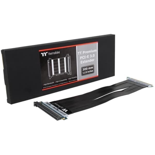 THERMALTAKE PCI-E 3,0 Riser Kabel Extender 16X/ 300mm /8Gbps - Intern PC-forbindelse