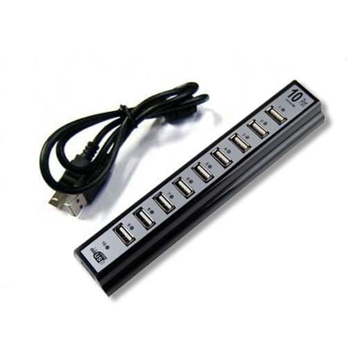 10-portars USB 2.0-hubb med nätström