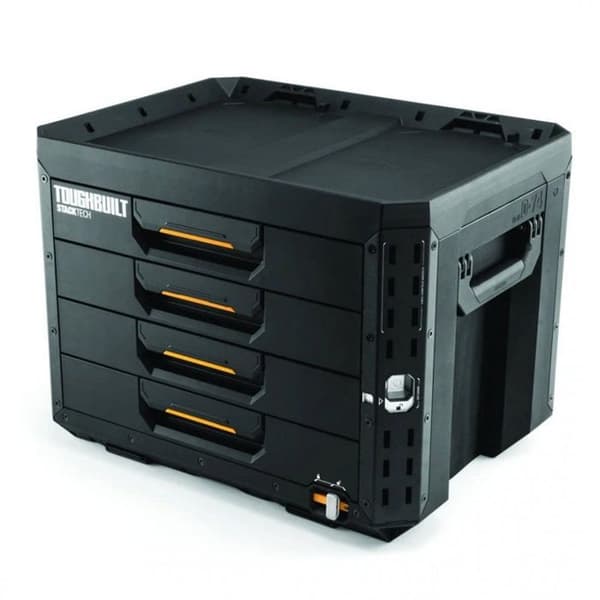Låsbart skåp - TOUGHBUILT - TB-B1-D-74-BEA - 4 låsbara lådor - Modulsystem StackTech - Svart