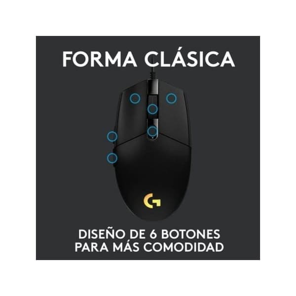 Souris Gaming - LOGITECH - G102 LIGHTSYNC - Kable - 6 Knapper - Optisk - Sort