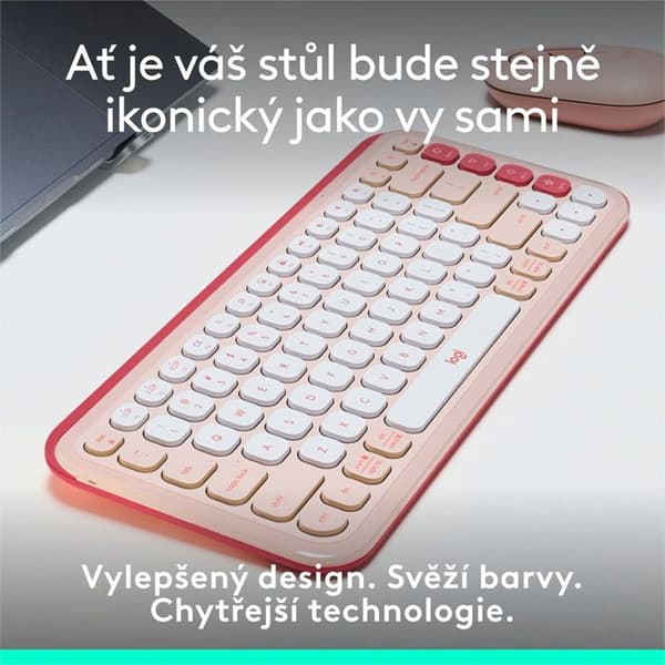 Logitech Pop Icon -näppäimistö, Ruusu - US INTL
