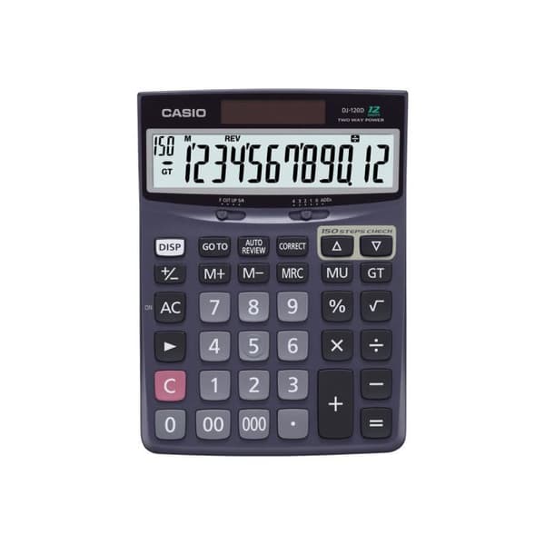 Kontorregner - Casio - DJ-120D - 12 cifre - Solpanel - Batteri