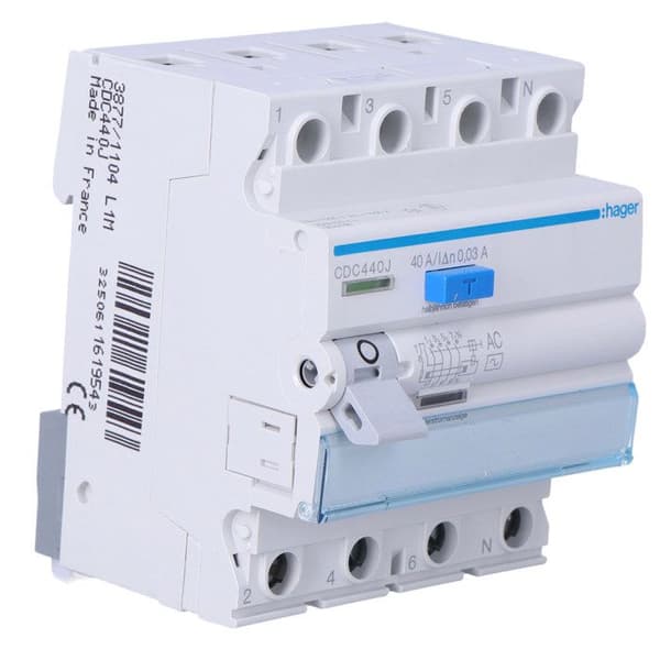 Differentialafbryder - HAGER - 4P - 40 A - 30 mA - Type AC