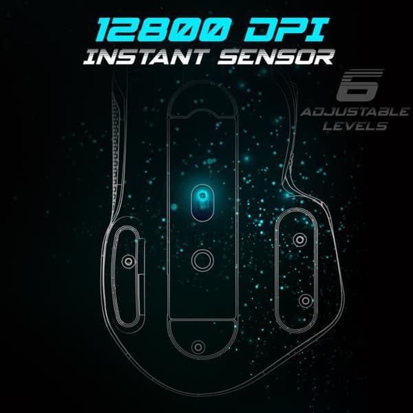 Mus - PRO-M5 - RGB - 12.800 DPI - 8 programmerbara knappar - Trådbunden