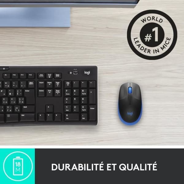 Mus - Trådlös - Logitech - M190 - Blå