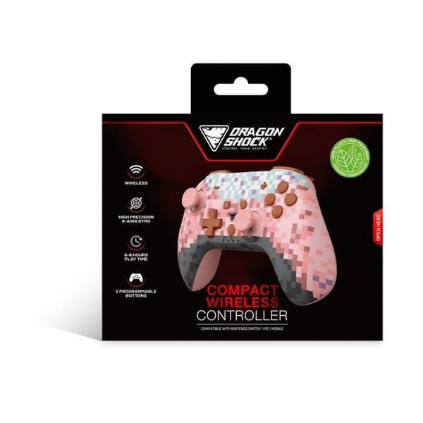 DragonShock - Kompakt trådlös Bluetooth PopTop Cube Rosa för Switch och Switch OLED