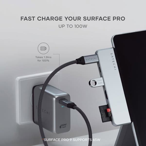 USB-C-hubb - Satechi - Surface Pro 9 - 6 portar - HDMI - Elegant design