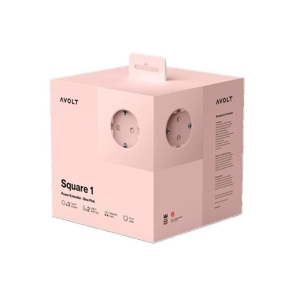 Multiprise Square 1 Usb-c 30W, 1.8M AVOLT Rosa