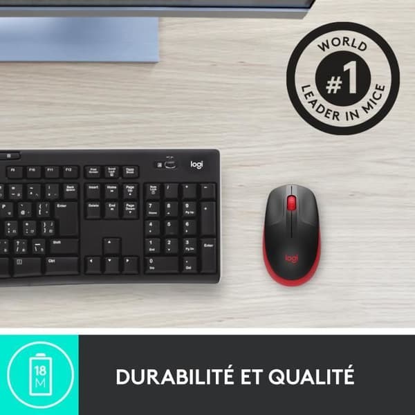 Mus - Trådlös - Logitech - M190 - Röd