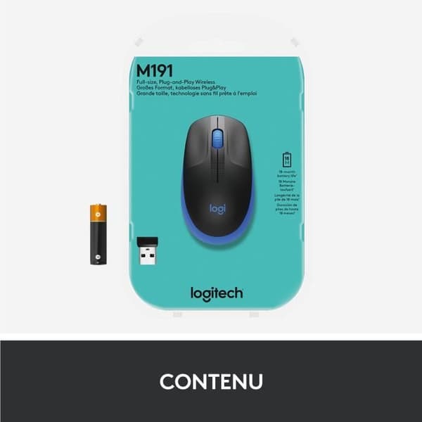 Mus - Trådlös - Logitech - M190 - Blå