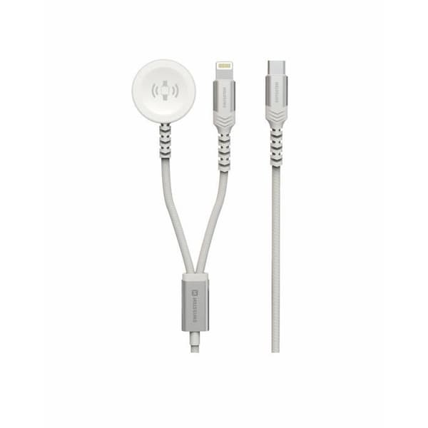 Strömkabel - SWISSTEN - 2in1 - USB-C och Lightning - 1,2 m - Vit