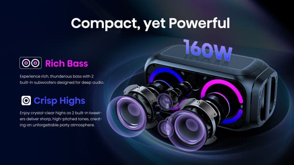 Mobilt högtalare - HISENSE - Bluetooth - Max 160 W