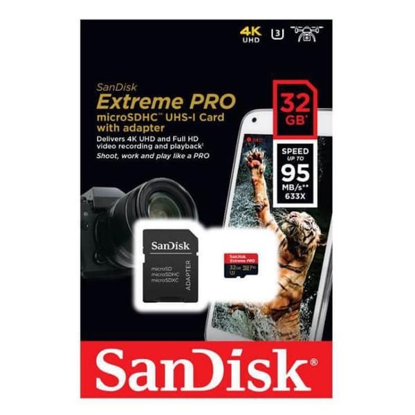 SanDisk Extreme Pro micro SDHC 32GB Class 10 UHS-I U3 V30 100MB/s