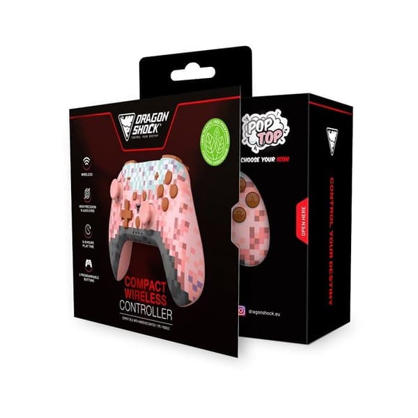 DragonShock - Kompakt trådlös Bluetooth PopTop Cube Rosa för Switch och Switch OLED