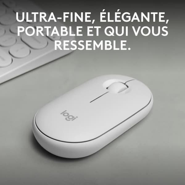 Mus - Trådlös - Logitech - Pebble Mouse 2 M350s - Vit