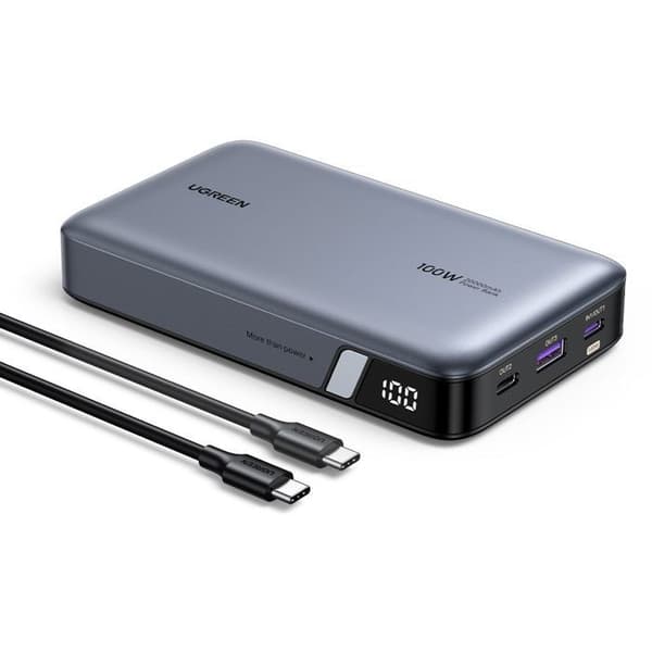 Extern batteri - UGREEN - 20,000 mAh - 100W - Version 2 - Grå
