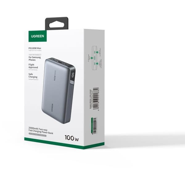 Extern batteri - UGREEN - 20,000 mAh - 100W - Version 2 - Grå