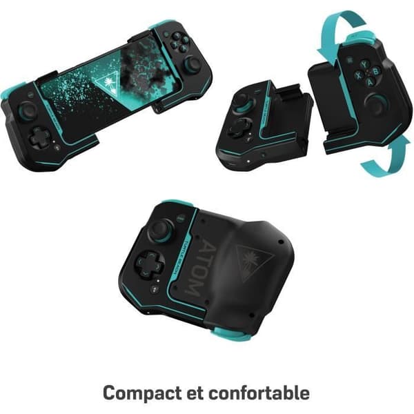 Android mobil gamepad - Turtle Beach Atom - Bluetooth - Svart/Cyan