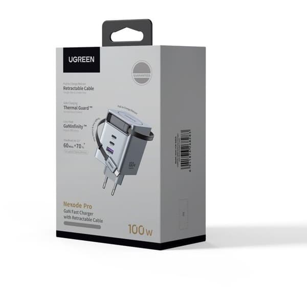 Nätadapter - UGREEN - 100W - 2x USB-C + 1x USB-A - Fällbar