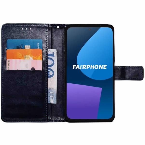 PlÃ¥nboksfodral 3-kort till Fairphone 5 - MÃ¶rkblÃ¥
