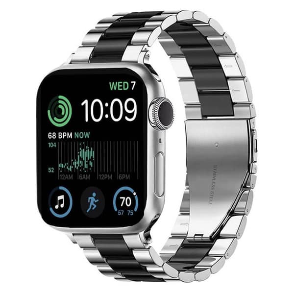 Urrem Rustfrit stÃ¥l til Apple Watch SE 2022 (44mm) - SÃ¸lv/Sort