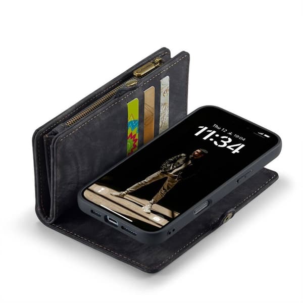 CaseMe mobilcover 008 8-kort til Apple iPhone 16 - Sort/grÃ¥