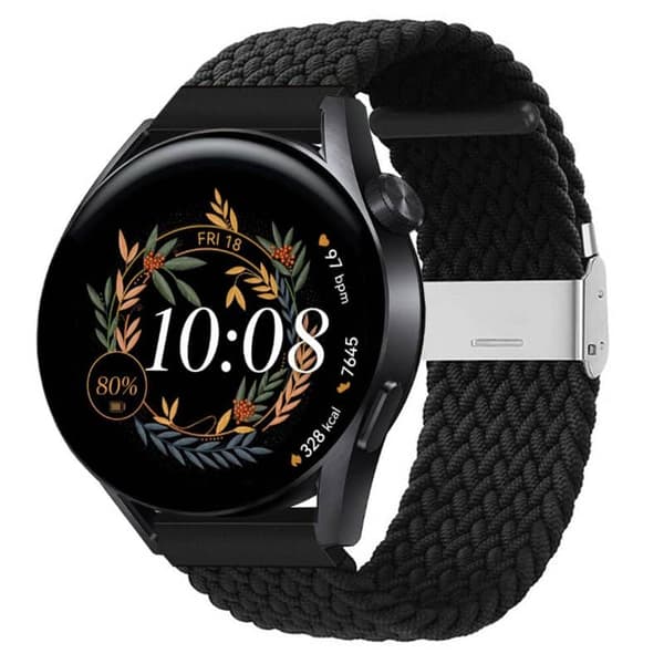 Flettet Elastisk urrem til Huawei Watch GT3 (42mm) - Sort
