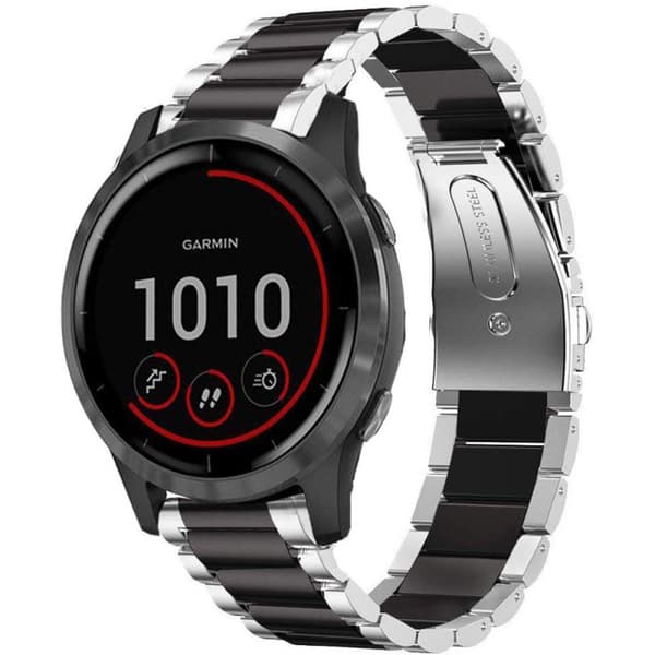 Rustfrit stÃ¥l urrem til Garmin VivoActive 4 - Sv / sÃ¸lv