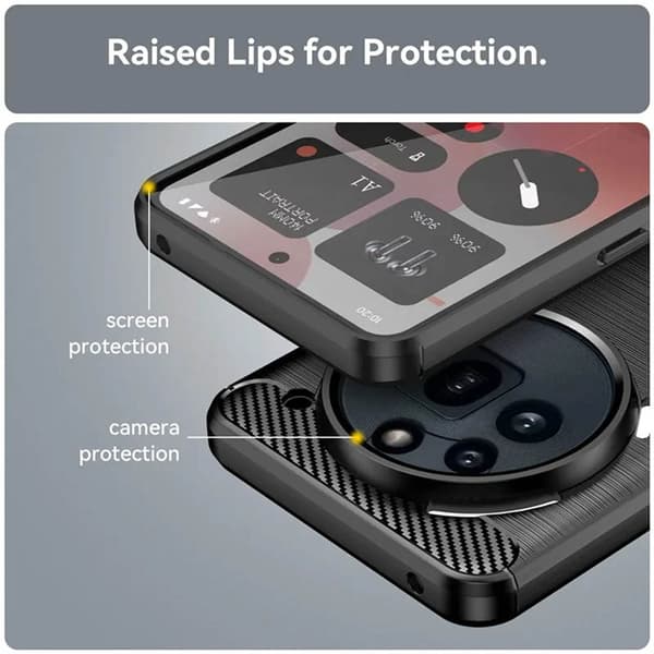 BÃ¸rstet silikone cover til Nothing Phone 3a Pro - Sort